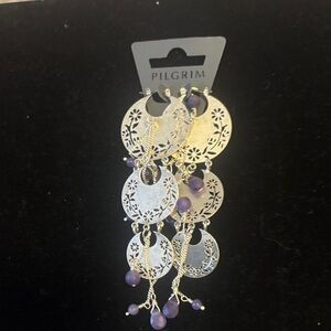 Pilgrim Silver Earrings with Purple Accents